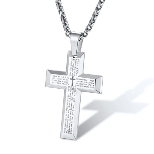 Cross Necklace for Men with Bible Verse Men