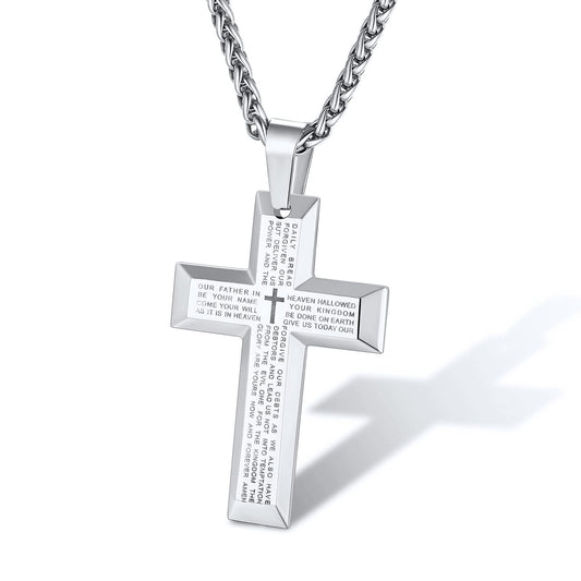 Cross Necklace for Men with Bible Verse Men