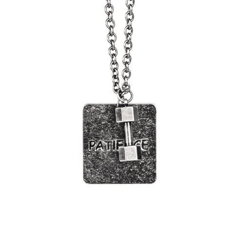 Trendy Fitness Dumbbell Necklace with Faith Pendant