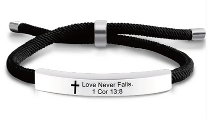 Stainless Steel Scripture Cross Bracelet