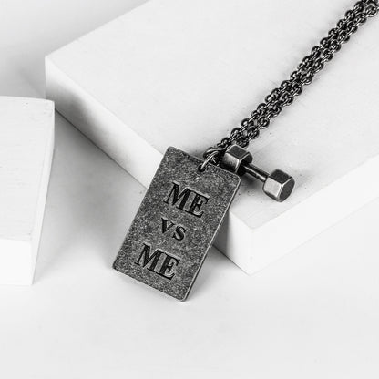 Trendy Fitness Dumbbell Necklace with Faith Pendant