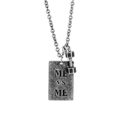 Trendy Fitness Dumbbell Necklace with Faith Pendant